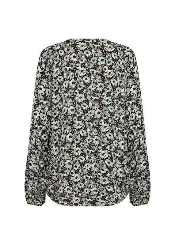 Bluse med blomster grønn