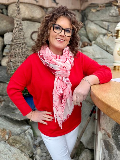 Hovedbilde Skjerf light - rød mønster