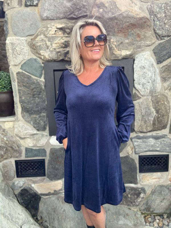 Velour kjole navy