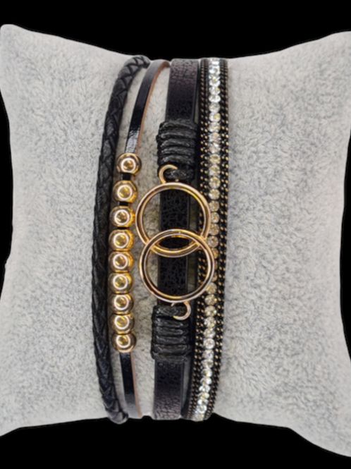 Hovedbilde Armbånd sort med sirkel