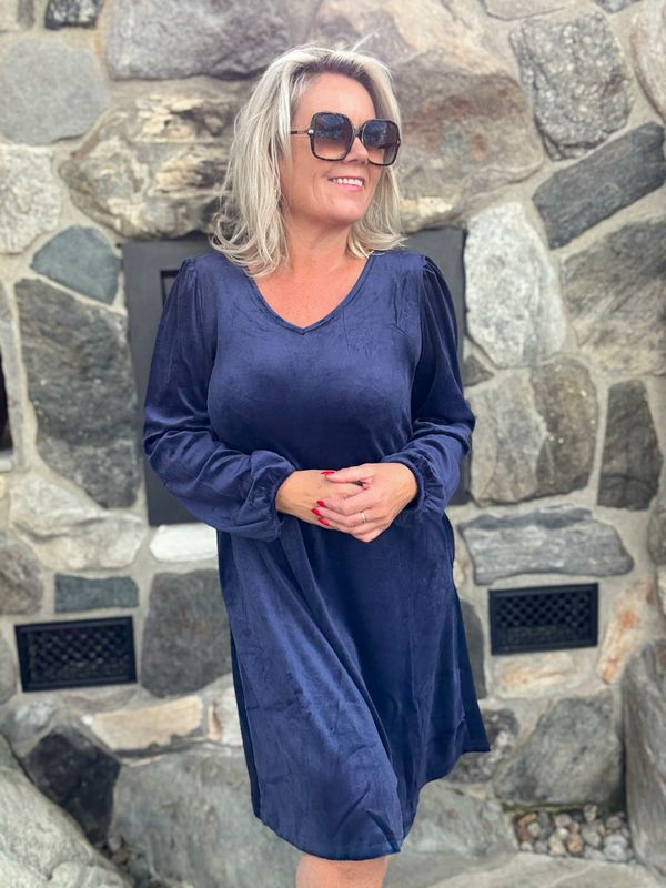 Velour kjole navy
