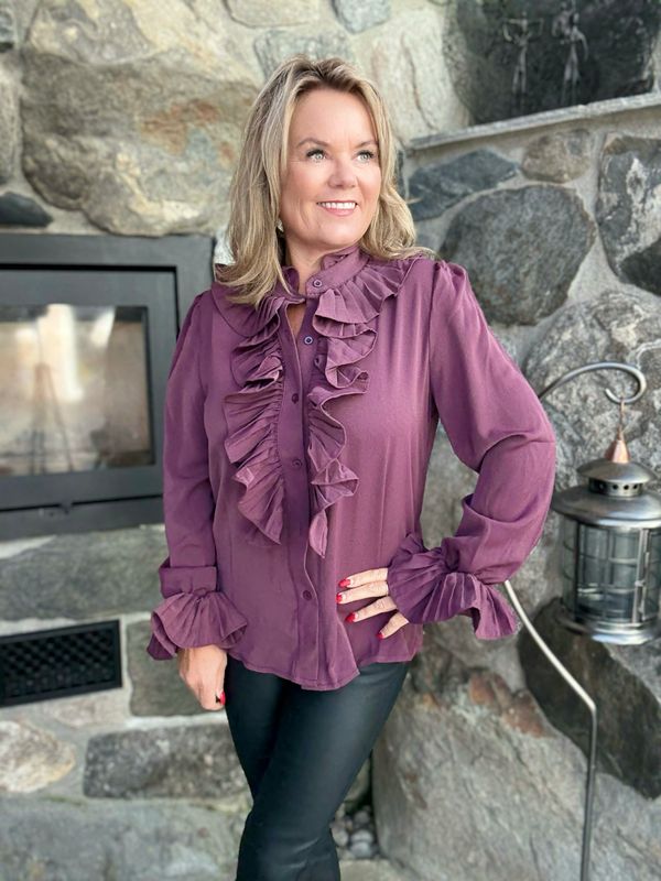 Plisse bluse borduax