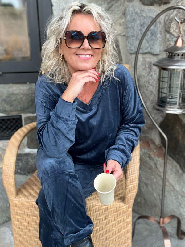 Lux Velour sett marineblå