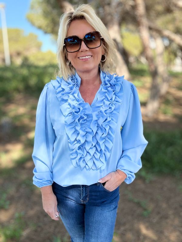 Lux frill blouse soft blue