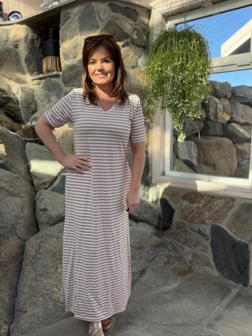 Hovedbilde Stripe lurex kjole rose