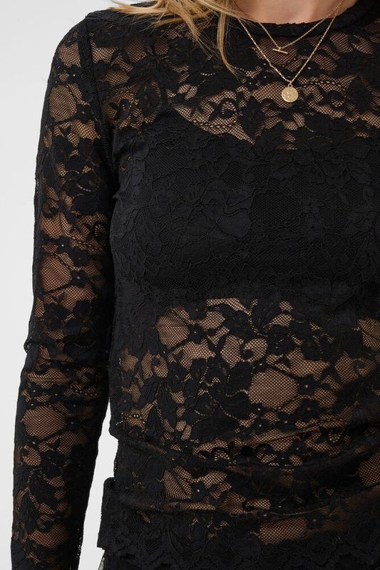 Pitia Lace bluse sort 
