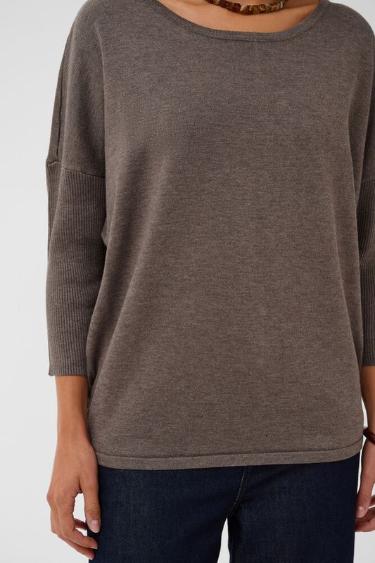 MilaSZ R-Neck Pullover  Mink Melange - Brown