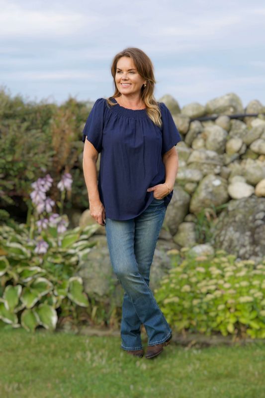 Vicky smock bluse navy 