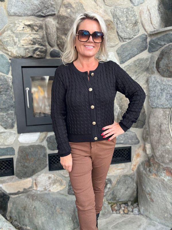 Cabel cardigan sort 