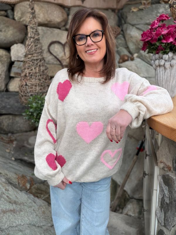 Heart knit  genser rosa 